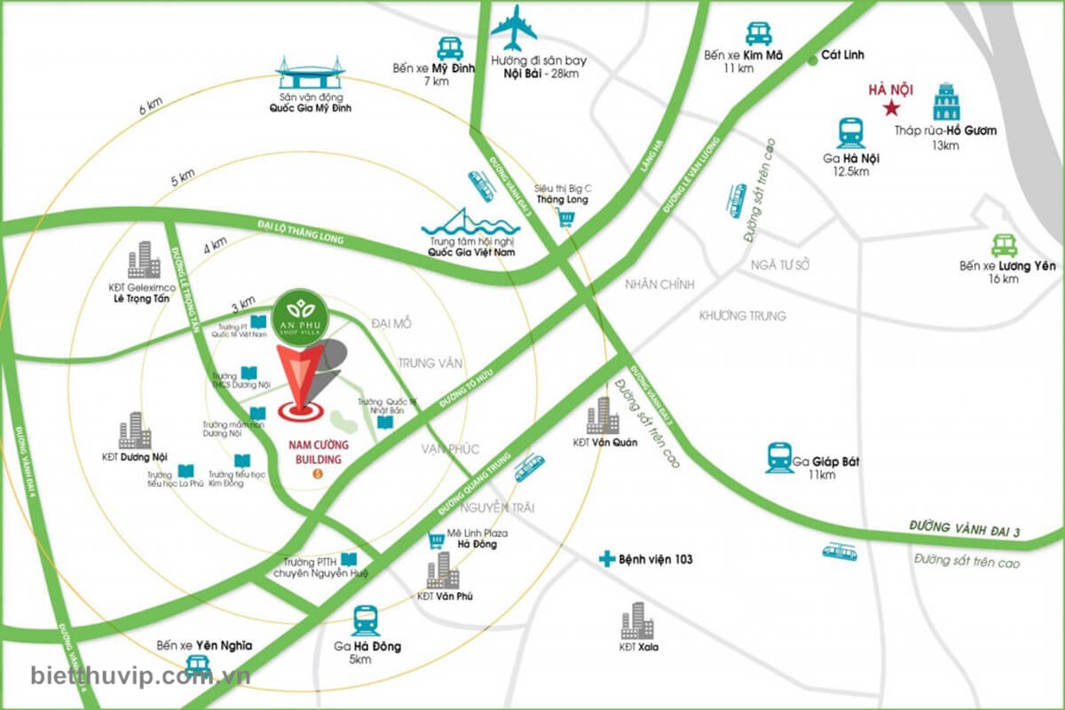 Vị trí dự án biệt thự An Phú Shop Villa dương nội